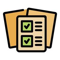 Completing checklist on document with check marks and lines vector