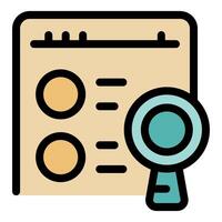 Magnifying glass exploring online survey results for data analysis vector