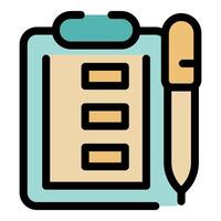 Clipboard and pen representing filling survey form vector