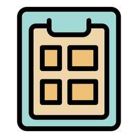Clipboard showing four empty square boxes representing task management vector