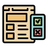 Web page with checkboxes showing validation and rejection choices vector