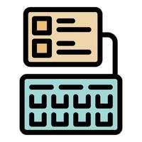 Keyboard connecting to a monitor displaying information with checkboxes vector
