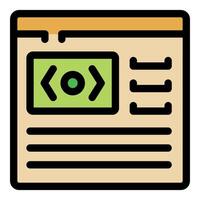 Web page showing code snippet and navigation menu, programming and web development concept vector