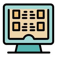 Computer monitor displaying project management software with kanban board for agile development vector