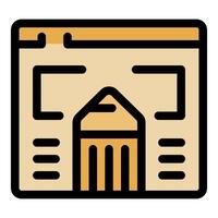 Web design project with pencil tool being used for editing content layout vector