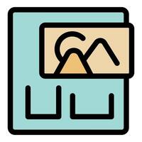 Nft marketplace showing digital art with mountains and sun vector