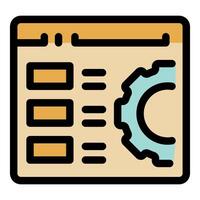 Web designing process showing gear and website elements vector