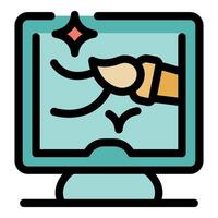 Digital painting software creating strokes on computer screen vector