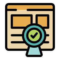 Website page successfully validated with check mark icon vector