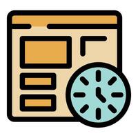 Web page with clock showing time management and website performance vector