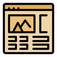 Web page showing mountain picture and text boxes, clean and modern design vector