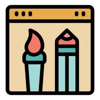 Web design tools, paintbrush and pencil icons symbolizing creative digital art vector