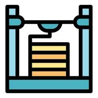 3d printer creating an object layer by layer, filament deposition modeling for prototyping vector
