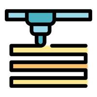 Drilling machine working wood plank material icon vector