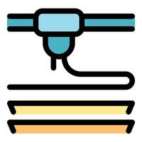 3d printer creating objects layer by layer from filament vector
