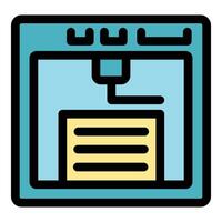 3d printer creating an object from digital file, printing process illustration vector
