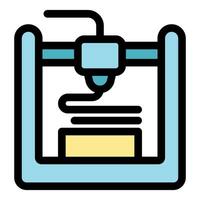3d printer creating an object layer by layer, filament extrusion technology vector