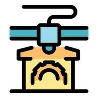 3d printer creating a gear, printing process illustration vector