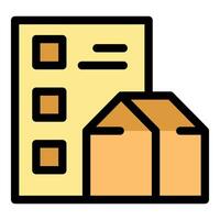 Inventory management system managing packages with checklist and cardboard boxes vector