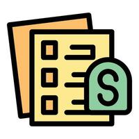 Stack of invoices with dollar sign representing business expenses vector