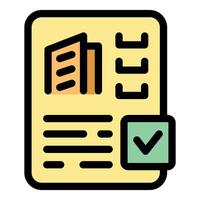 Building management approving project with checklist on document icon vector