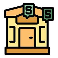 Pawn shop building with dollar signs representing financial transactions vector
