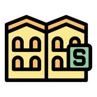 Storage building icon showing self storage unit or warehouse vector