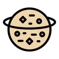 Beige planet rotating with orbital ring and surface details vector