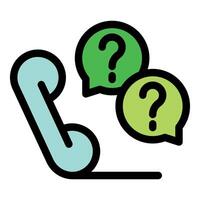 Phone receiving questions, customer service and support icon vector