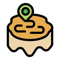 Location pin showing path on uneven terrain icon vector