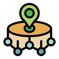 Location pin connecting global network on round platform vector