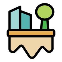 Melting permafrost endangering buildings and trees icon vector