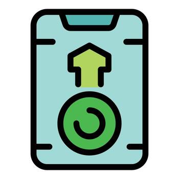 Smartphone showing upload with refresh icon, data transfer and synchronization concept vector