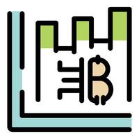 Bitcoin cryptocurrency growing on stock market chart icon vector