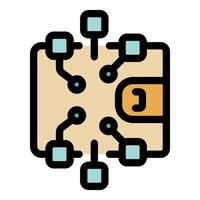 Digital wallet connecting to multiple nodes representing decentralized finance vector