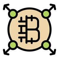 Cryptocurrency expanding in all directions with arrows pointing outwards vector
