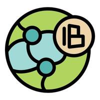 Global business data sharing network icon representing international collaboration vector