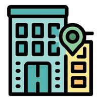 Geolocation pinpointing building location on city map vector