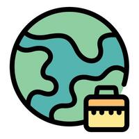 International business expanding across the globe with briefcase symbol vector