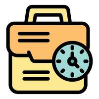 Business time management and organization with clock and folder symbol vector
