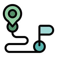 Route planning with gps pin and flag marking destination on digital map vector