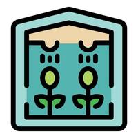 Greenhouse watering plants growing inside, taking care of plants, smart farming vector