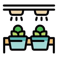 Growing plants with artificial light and hydroponics system vector