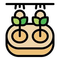 Smart farm system growing plants with artificial light and water supply vector