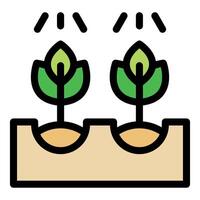 Seedlings growing in planter under artificial light, smart farming and agriculture vector