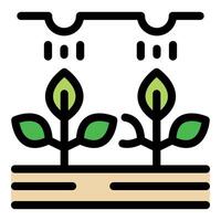Plants growing under artificial light source, healthy and dry plant, smart farm technology vector