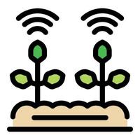Smart farming technology monitoring growth of crops vector