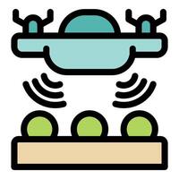 Smart farm drone monitoring crops with sensors and technology vector