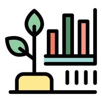 Growing plant with increasing bar graph symbolizing growth and success vector