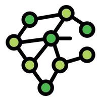 Network hub connecting green nodes representing data flow vector